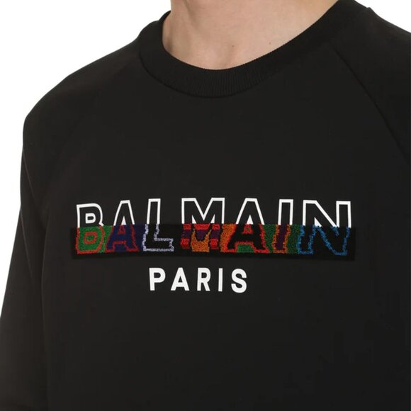 Designer Logo Detail Cotton Sweatshirt Multicolor Logo White Crewneck Sweater - Picture 9 of 9